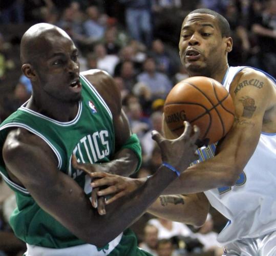 Kevin Garnett (4 points) was back in action Tuesday vs. the Nuggets after missing nine games.