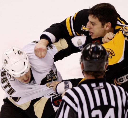 Rookie Milan Lucic (right) and