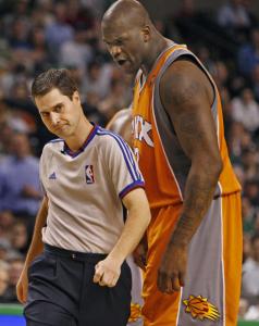 Tecnically speaking, Shaquille O'Neal was upset that referee David Guthrie gave him a T.