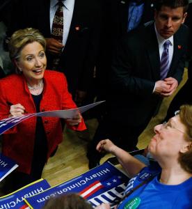 As part of her final swing though Pennsylvania, Democratic presidential hopeful Senator Hillary Clinton greeted supporters at a rally at the Scranton Cultural Center yesterday.
