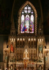 The Rev. Hugh H. O'Regan celebrated Mass in Latin at Holy Trinity Church on Easter Sunday last year.