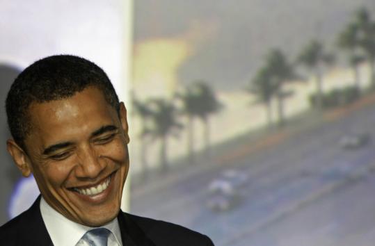 Democratic presidential candidate Barack Obama addressed the US Conference of Mayors in Miami yesterday.
