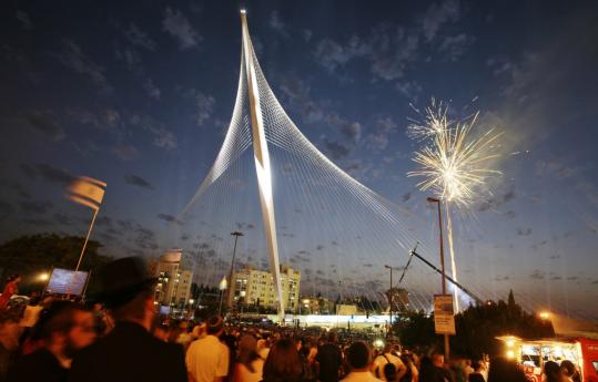 The gala celebration for Jerusalem's new $73 million light-rail bridge was marked by fireworks, dancers, and speeches. The bridge has received mixed reviews from the people of the city..