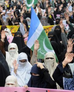 Female activists rallied in Karachi, Pakistan, on Thursday demanding the release of Aafia Siddiqui, who is in custody in Afghanistan.