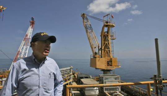 John McCain toured the Genesis platform yesterday in the Gulf of Mexico near New Orleans. Obama's campaign called it a stunt.