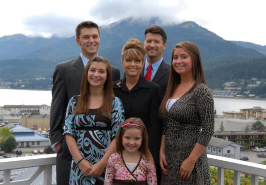 Sarah Palin, governor of Alaska, with husband, Todd, and children, Track (from left), Willow, Piper, and Bristol. Recent disclosures have raised questions about whether Palin's background was fully reviewed before she was put on the ticket.