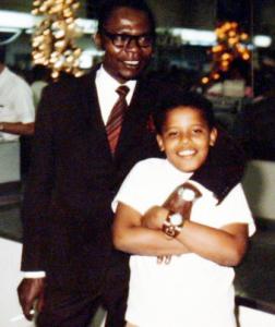 A young Barack Obama is seen with his father,Barack Obama Sr.