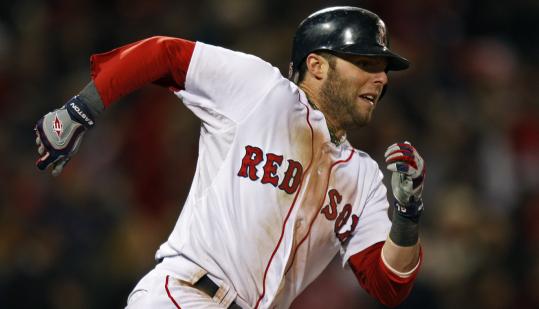 Dustin Pedroia's fifth-inning double Monday night ended his 0-for-15 playoff slump and gave the Sox a 2-0 lead.