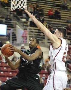 De'Marion Gordon drives against BC's Tyler Roche, whose best work came on the other end (17 points).