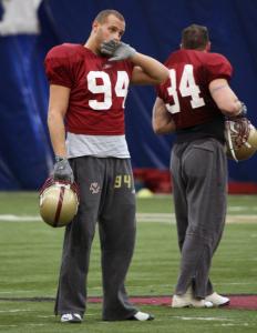 Junior linebacker Mark Herzlich (94) might be pondering a future in the NFL instead of returning to play for BC next year.