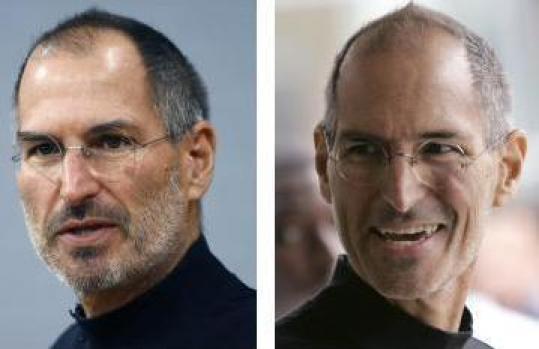 Photos show Apple chief Steve Jobs on Sept. 17, 2007, in Berlin (left) and on Sept. 9, 2008, in San Francisco.