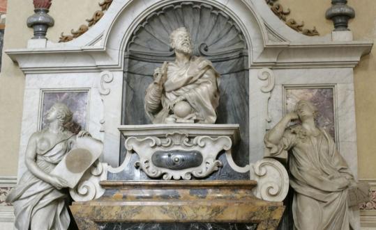 The tomb of astronomer Galileo at the Santa Croce basilica in Florence. Italian and British scientists hope to determine whether his vision problems affected his telescopic findings.