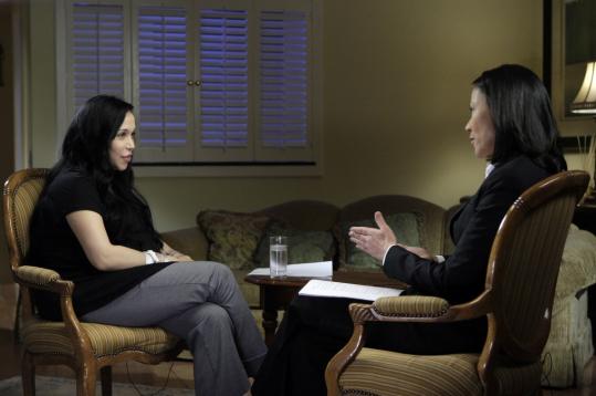 Nadya Suleman (left) spoke with reporter Ann Curry on the set of the ''Today'' show. The first part of the three-part interview aired yesterday.