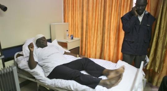 Prime Minister Morgan Tsvangirai of Zimbabwe before he left the hospital. He was injured in a crash that killed his wife.