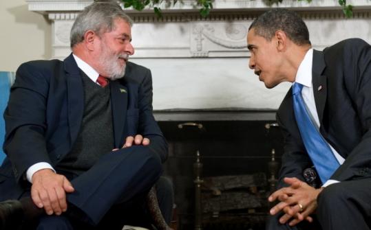 President Obama spoke with Brazil's President Luis Inácio Lula da Silva in the White House yesterday.