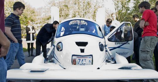 The Terrafugia flying car was on display at the MIT $100K Entrepreneurship Competition.