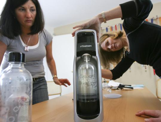 Joanne Domeniconi (left) and Jeanne Connon tested a SodaStream product for the Daily Grommet.