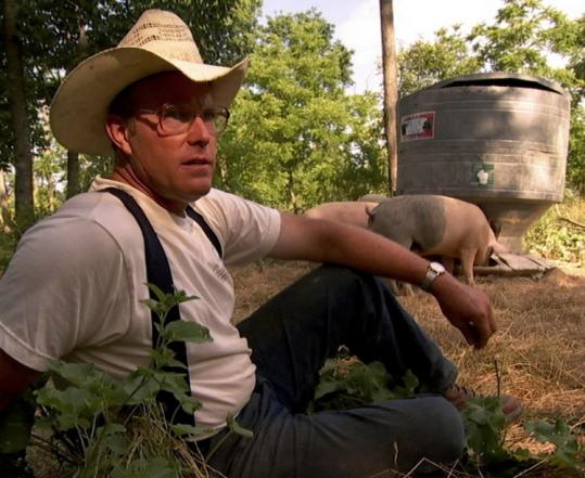 Joel Salatin is filmed at his Shenandoah Valley farm in Rob Kenner's documentary 'Food, Inc.'