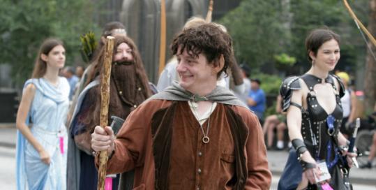 Daniel Gauthier is dressed as Frodo from “The Lord of the Rings’’ at a science fiction, fantasy, and gaming convention.