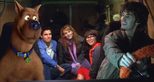 “Scooby-Doo! The Mystery Begins’’ stars (with Scooby, from left) Robbie Arnell (Fred), Kate Melton (Daphne), Hayley Kiyoko (Velma), and Nick Palatas (Shaggy).