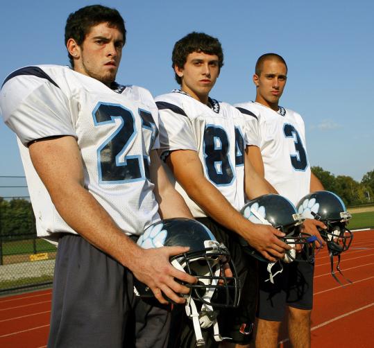 Franklin High football cocaptains (from left) Matt Carini, Greg Dellorco, and Nick Colson played key roles in the Panthers’ jaw-dropping comeback effort last Friday.