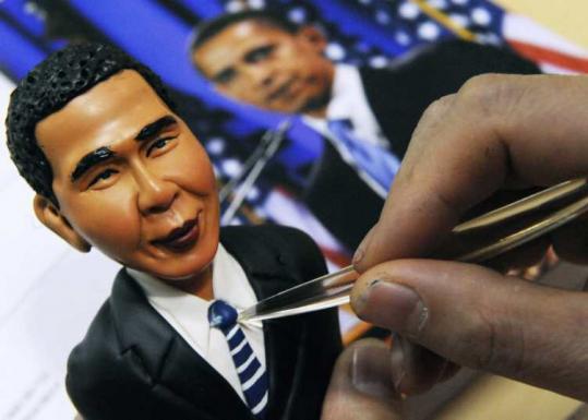 Chinese officials have cracked down on the selling of President Obama memorabilia during his visit to China, such as this figurine with his image.