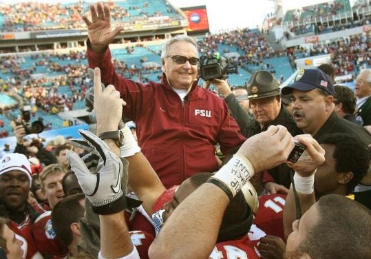 Florida State’s Bobby Bowden was on top of the world after capping his 44-year head coaching career with a victory in the Gator Bowl.