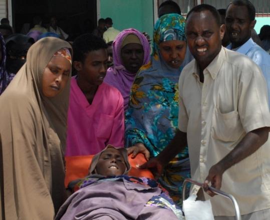A civilian was taken to Medina Hospital in Mogadishu, Somalia, after suffering injuries during fighting yesterday.