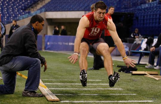 In order for quarterback Tim Tebow to make a successful leap to the pros, he had to first undergo the scrutiny of the NFL Combine at Lucas Oil Stadium.
