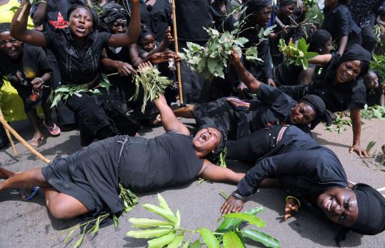 Thousands of women  marched through Jos, Nigeria, yesterday to protest the killings by  Fulani herdsmen in the city. Some women carried branches as a sign of  solidarity as they made their way to the state House of Assembly and the  government house.