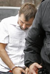 Patrick Dapolito left York County Superior Court in Alfred, Maine, yesterday after being charged with murder.