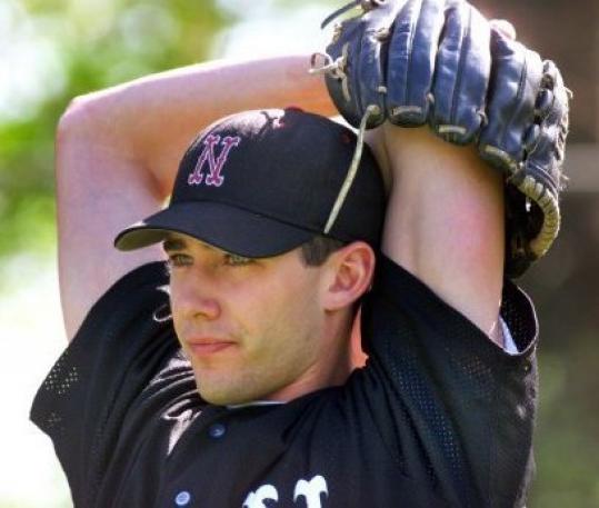 Greg Montalbano warming up to pitch for Northeastern in 1999.