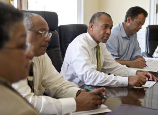 Governor Deval Patrick led a Cabinet-level briefing on the water crisis yesterday in his State House office.