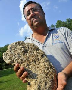 Billy Willard, who is searching for evidence of Bigfoot in Virginia, held a plaster cast he made of a suspicious footprint.