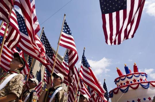 About 10,000 Boy Scouts took part yesterday in the parade on Constitution Avenue in Washington. The National Scout Jamboree starts today in Virginia.