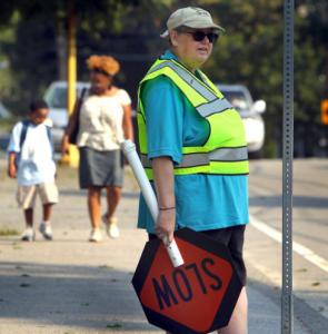 Colleen Kelley was among the Weymouth residents who volunteered to work as a school crossing guard before local school officials found the money to hire guards. “I’m just concerned with the safety of the kids, ” she said.