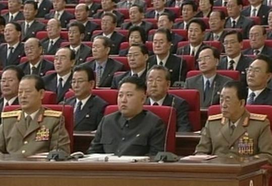 Kim Jong Un (center) was named vice chairman of the Central Military Commission at the Workers’ Party conference this week. He was also given rank as a four-star general.