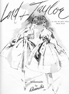 An old advertisement featured the dress designs of Phyllis Bianchi Lange.