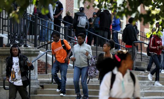 Students left the Hyde Park Education Complex yesterday. The three high schools within the complex would be closed under a proposal from Boston’s public schools superintendent, Carol R. Johnson.