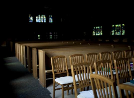 Empty seats inside St. James the Great in Wellesley. A parish representative hand-delivered an appeal for its reopening to Pope Benedict XVI last week.