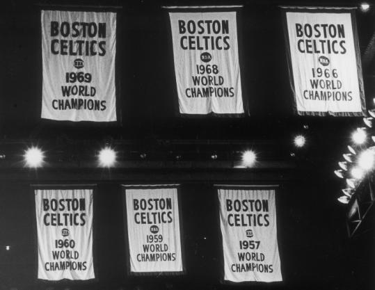 The Celtics started hanging NBA championship banners in 1957 and have added 16 more.