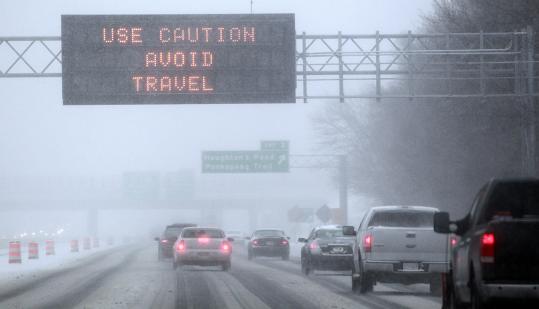 At midday yesterday, visibility on some sections of Route 128 had dropped dramatically. Forecasters predicted some areas would get 15 to 18 inches of snow.