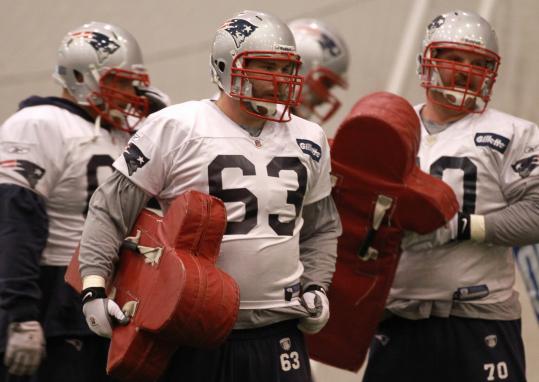 With his historic 71-yard kickoff return immortalized in the Hall at Patriot Place, guard Dan Connolly took his place with the other linemen at practice yesterday.