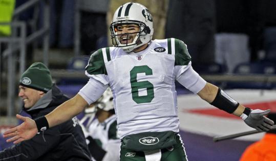 Throwing for three touchdowns was key, but it was the Jets’ fourth TD, on a 16-yard run by Shonn Greene, that brought a smile to Mark Sanchez’s face.