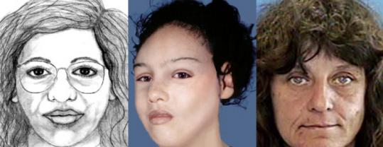 New Britain, Conn., police released reconstructions of what a slain mother (left) and daughter might have looked like, along with Diane Cusack’s photo, to try to generate clues in the case.
