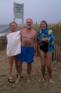 From left: Betsy Daly, Ned Daly, and Cindy Hendrickson at Salisbury Beach, the third of their six beaches in one day.
