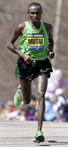 Geoffrey Mutai led the men up Heartbreak Hill.