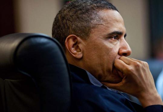 President Obama listened during a White House meeting on the bin Laden mission on Sunday.