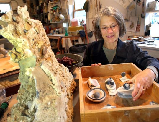 Judith Motzkin’s ceramic cairns are among works being offered under CSArt.