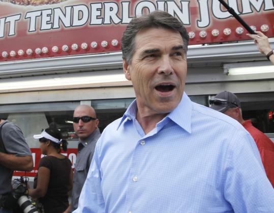 Rick Perry campaigns at the Iowa State Fair.